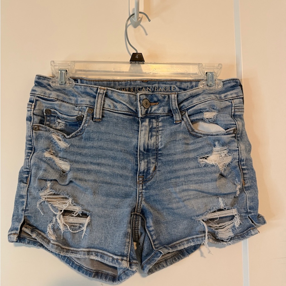 American Eagle Outfitters Light Blue Ripped Jean Shorts